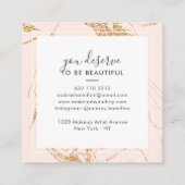 Rose Gold Glitzer Rosa weißer Marmor elegantes Mak Quadratische Visitenkarte (Rückseite)