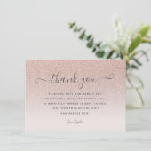 Rose gold Glitzer rot Rosa Danke Geburtstag (Stehend Vorderseite)