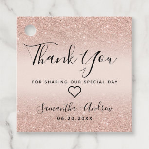 Rose Gold Glitzer rot Rosa Danke Hochzeit Geschenkanhänger