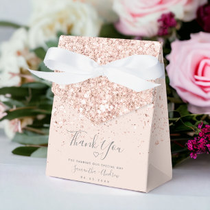 Rose Gold Glitzer rot Rosa Danke Hochzeit Geschenkschachtel