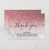 Rose Gold Glitzer rot Rosa Dankeschön Karte (Vorne/Hinten)