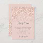 Rose Gold Glitzer rot Rosa eleganter Empfang Begleitkarte (Vorne/Hinten)