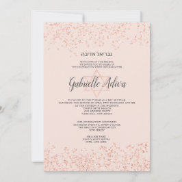 Rose Gold Glitzer rot Rosa hebräh Bat Mitzvah Einladung