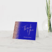 Rose Gold Glitzer Royal Blue Wedding Vielen Dank Karte (Vorderseite)