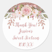 Rose Gold Glitzer Runder Aufkleber (Vorderseite)