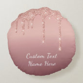 Rose Gold Glitzer Rundkissen mit benutzerdefiniert Rundes Kissen (Rückseite)
