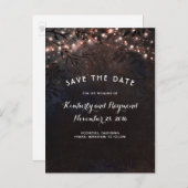Rose Gold Glitzer Rustikale Natur Save the Date Ankündigungspostkarte (Vorne/Hinten)