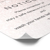 Rose Gold Glitzer Salon COVID Safety Break Room Poster (Ecke)