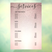 Rose Gold Glitzer Salon Preisliste Menü Fensteraufkleber (Blatt 3)