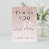 Rose Gold Glitzer Salon wieder öffnen COVID Sicher Dankeskarte (Stehend Vorderseite)