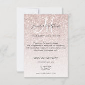 Rose Gold Glitzer Salon wieder öffnen COVID Sicher Dankeskarte (Rückseite)