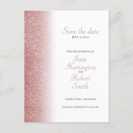 Rose Gold Glitzer Save the Date Hochzeit Postkarte