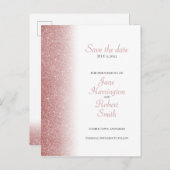 Rose Gold Glitzer Save the Date Hochzeit Postkarte (Vorne/Hinten)