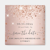 Rose Gold Glitzer Save the Date Magnet (Vorne)