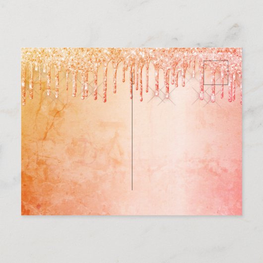 Rose Gold Glitzer Save the Date Postkarte (Rückseite)