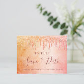 Rose Gold Glitzer Save the Date Postkarte (Stehend Vorderseite)
