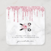 Rose Gold Glitzer Schere Blumenhaarstylen Quadratische Visitenkarte (Rückseite)