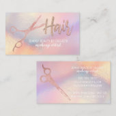 Rose Gold Glitzer Schere Iridescent Haare Stylist Visitenkarte (Vorne/Hinten)