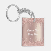 Rose Gold Glitzer Schlüsselanhänger mit benutzerde (Vorderseite links)