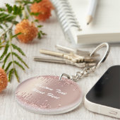 Rose Gold Glitzer Schlüsselanhänger mit benutzerde (Vorderseite rechts)