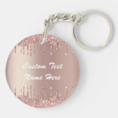 Rose Gold Glitzer Schlüsselanhänger mit benutzerde (Rückseite)