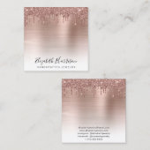 Rose Gold Glitzer Schmuckstück Display Quadratische Visitenkarte (Vorne/Hinten)