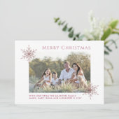 Rose Gold Glitzer Schneeflocken Foto Feiertagskarte (Stehend Vorderseite)