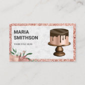 Rose Gold Glitzer Schokolade Tropfen Kuchen Bäcker Visitenkarte (Vorderseite)