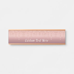 Rose Gold Glitzer Schreibtisch Namensplatte Person Türschild