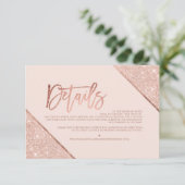 Rose Gold Glitzer Schwarz Drehbuch Hochzeitsanweis Begleitkarte (Stehend Vorderseite)