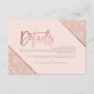 Rose Gold Glitzer Schwarz Drehbuch Hochzeitsanweis Begleitkarte