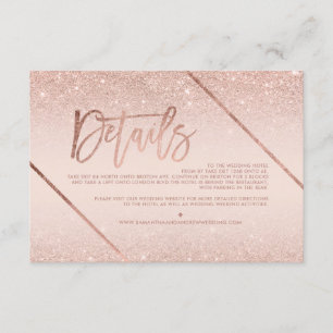 Rose Gold Glitzer Schwarz Drehbuch Hochzeitsrichtu Begleitkarte