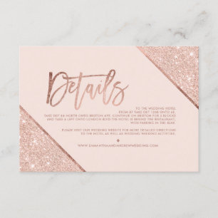 Rose Gold Glitzer Schwarz Drehbuch Hochzeitsrichtu Begleitkarte