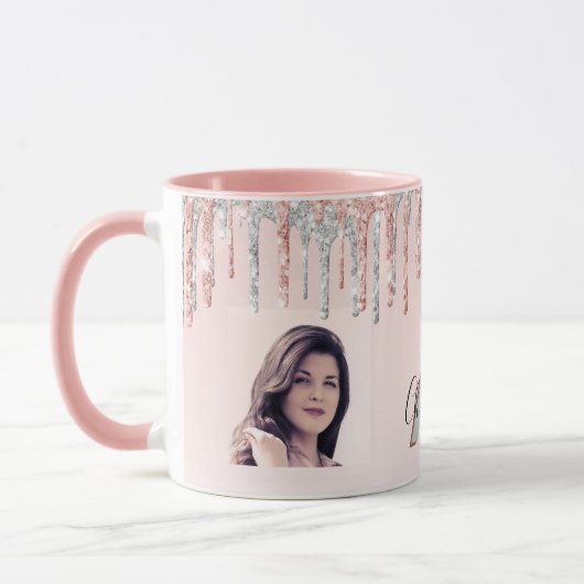 Rose Gold Glitzer Schwarz Foto Tasse (Links)