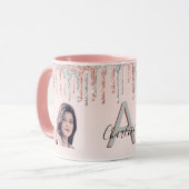 Rose Gold Glitzer Schwarz Foto Tasse (Vorderseite Links)