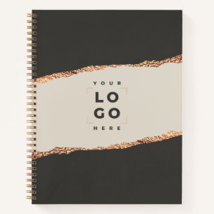 Rose Gold Glitzer Schwarz Modernes, elegantes Logo Notizblock