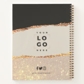 Rose Gold Glitzer Schwarz Modernes, elegantes Logo Notizblock (Rückseite)