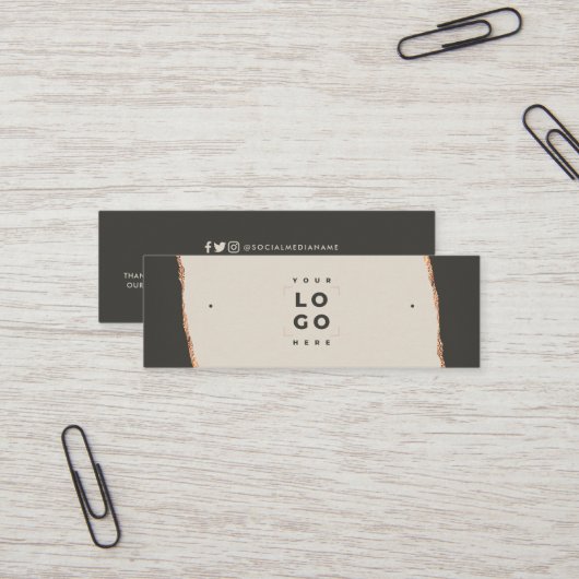 Rose Gold Glitzer Schwarz Modernster Ohrring Mini Visitenkarte (Vorderseite/Rückseite Beispiel)