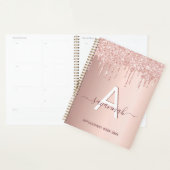 Rose Gold Glitzer Schwarz Monogramm Glattleder Planer (Anzeige)