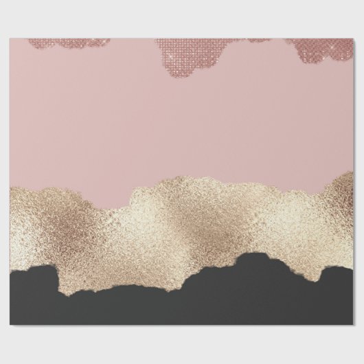 Rose Gold Glitzer Schwarz Rosa Abstrakt Giro del M Geschenkpapier (Flach)