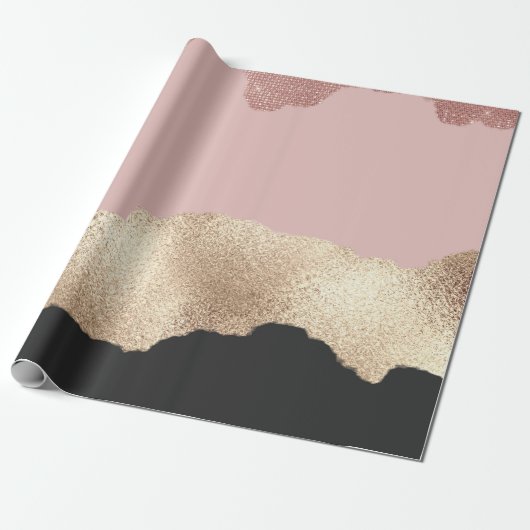 Rose Gold Glitzer Schwarz Rosa Abstrakt Giro del M Geschenkpapier (Ungerollt)