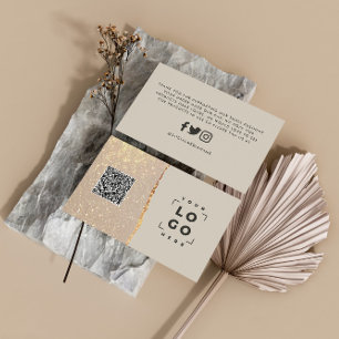 Rose Gold Glitzer Schwarz Rosa Moderne Danke QR Visitenkarte