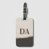 Rose Gold Glitzer Schwarz Rosa moderne Monogramm Gepäckanhänger (Vorderseite Vertikal)