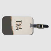 Rose Gold Glitzer Schwarz Rosa moderne Monogramm Gepäckanhänger (Vorderseite (Horizontal))