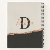 Rose Gold Glitzer Schwarz Rosa moderne Monogramm Notizblock (Rückseite)