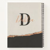 Rose Gold Glitzer Schwarz Rosa moderne Monogramm Notizblock (Rückseite)