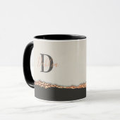 Rose Gold Glitzer Schwarz Rosa moderne Monogramm  Tasse (Vorderseite Links)