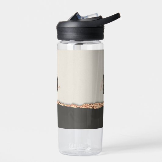 Rose Gold Glitzer Schwarz Rosa moderne Monogramm Trinkflasche (Links)