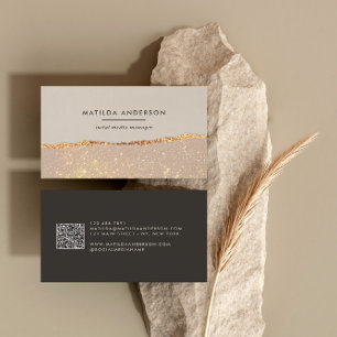 Rose Gold Glitzer Schwarz Rosa moderne QR CODE Visitenkarte