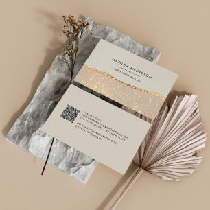 Rose Gold Glitzer Schwarz Rosa moderne QR CODE Visitenkarte